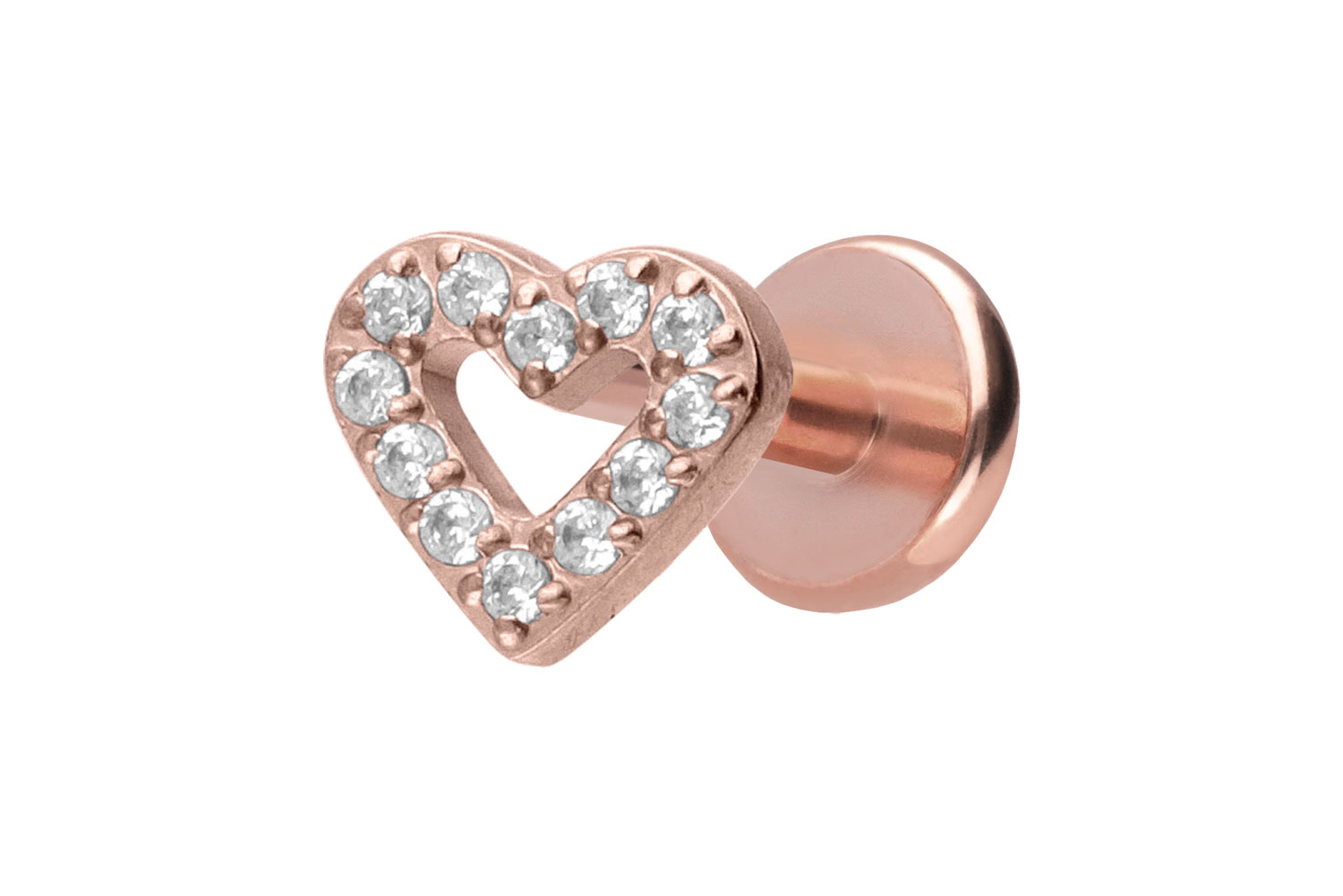 Titan Labret Piercing mit Push Fit KRISTALLHERZ